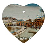 Birds And People On Lake Garda Heart Ornament (Two Sides) Back