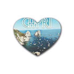 Capri, Italy Vintage Island  Rubber Heart Coaster (4 Pack) by ConteMonfrey