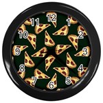 Pizza Slices Pattern Green Wall Clock (Black)