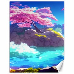 Fantasy Japan Mountains Cherry Blossoms Nature Canvas 18  X 24  by Uceng