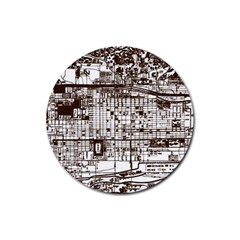 Antique Oriental Town Map  Rubber Coaster (round) by ConteMonfrey