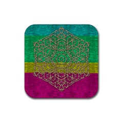 Rainbow Landscape With A Beautiful Silver Star So Decorative Rubber Coaster (square) by pepitasart