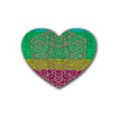 Rainbow Landscape With A Beautiful Silver Star So Decorative Rubber Heart Coaster (4 Pack) by pepitasart