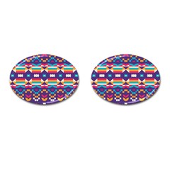 Pastel Shapes Rows On A Purple Background                                                                   Cufflinks (oval) by LalyLauraFLM