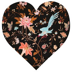 Vintage Floral Pattern Wooden Puzzle Heart