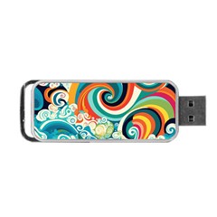 Wave Waves Ocean Sea Abstract Whimsical Portable Usb Flash (one Side)