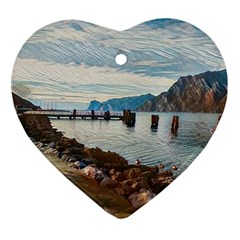 Ducks On Gardasee Heart Ornament (two Sides) by ConteMonfrey