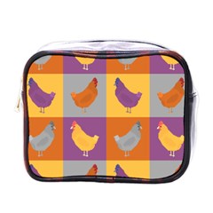 Chickens Pixel Pattern - Version 1a Mini Toiletries Bag (one Side) by wagnerps