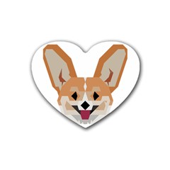 Cardigan Corgi Face Rubber Heart Coaster (4 Pack) by wagnerps