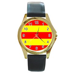 Aust Agder Flag Round Gold Metal Watch by tony4urban