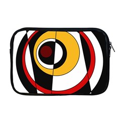 Circles And Lines Abstraction 73 Red Amber  Apple Macbook Pro 17  Zipper Case by Mazipoodles