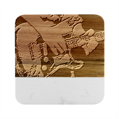 Stevie Ray Guitar  Marble Wood Coaster (square) by StarvingArtisan