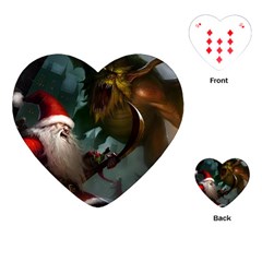 A Santa Claus Standing In Front Of A Dragon Playing Cards Single Design (heart) by bobilostore
