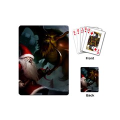 A Santa Claus Standing In Front Of A Dragon Playing Cards Single Design (mini) by bobilostore