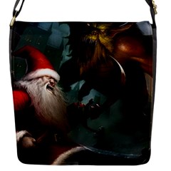 A Santa Claus Standing In Front Of A Dragon Flap Closure Messenger Bag (s) by bobilostore