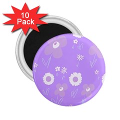Daisy Flowers Lilac White Lavender Purple 2 25  Magnets (10 Pack)  by Mazipoodles