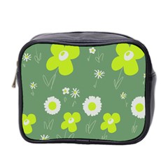 Daisy Flowers Lime Green White Forest Green  Mini Toiletries Bag (two Sides)