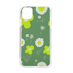 Daisy Flowers Lime Green White Forest Green  Iphone 11 Tpu Uv Print Case by Mazipoodles