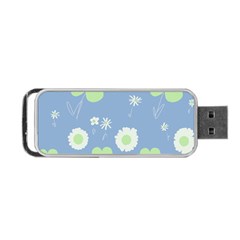 Daisy Flowers Pastel Green White Blue  Portable Usb Flash (two Sides) by Mazipoodles