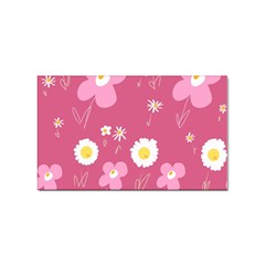 Daisy Flowers Pink White Yellow Dusty Pink Sticker Rectangular (100 Pack) by Mazipoodles