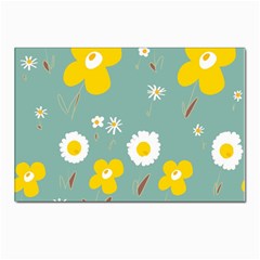 Daisy Flowers Yellow White Brown Sage Green  Postcards 5  X 7  (pkg Of 10) by Mazipoodles
