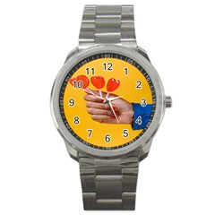 Valentine Day Lolly Candy Heart Sport Metal Watch by artworkshop