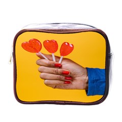 Valentine Day Lolly Candy Heart Mini Toiletries Bag (one Side) by artworkshop