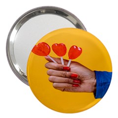 Valentine Day Lolly Candy Heart 3  Handbag Mirrors by artworkshop