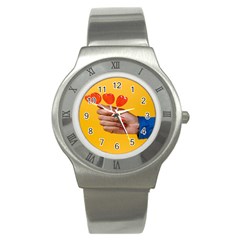 Valentine Day Lolly Candy Heart Stainless Steel Watch by artworkshop