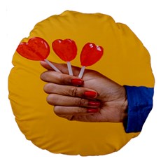 Valentine Day Lolly Candy Heart Large 18  Premium Round Cushions by artworkshop