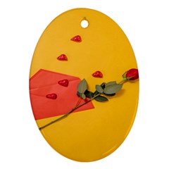 Valentine Day Heart Flower Gift Oval Ornament (two Sides) by artworkshop