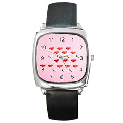 Lolly Candy  Valentine Day Square Metal Watch by artworkshop