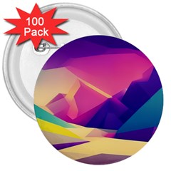 Abstract Geometric Landscape Art 3  Buttons (100 Pack)  by danenraven