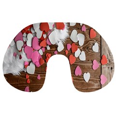 Valentine Day Heart Wallpaper Travel Neck Pillow by artworkshop