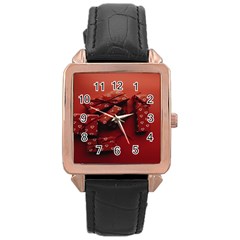 Valentines Gift Rose Gold Leather Watch  by artworkshop