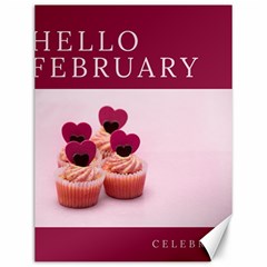 Hello February Text And Cupcakes Canvas 12  X 16  by artworkshop
