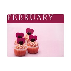 Hello February Text And Cupcakes One Side Premium Plush Fleece Blanket (mini) by artworkshop