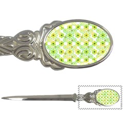 Bitesize Flowers Pearls And Donuts Yellow Green Check White Letter Opener by Mazipoodles