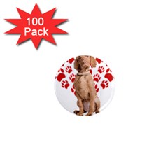 Vizsla Gifts T- Shirt Cool Vizsla Valentine Heart Paw Vizsla Dog Lover Valentine Costume T- Shirt 1  Mini Magnets (100 Pack)  by maxcute