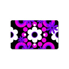 Flowers Pearls And Donuts Purple Hot Pink White Black  Magnet (name Card) by Mazipoodles