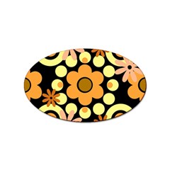 Flowers Pearls And Donuts Peach Yellow Orange Black Sticker Oval (10 Pack) by Mazipoodles