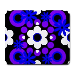 Flowers Pearls And Donuts Blue Purple White Black  Large Mousepad by Mazipoodles