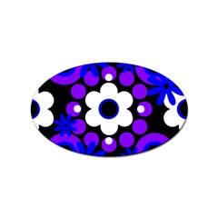 Flowers Pearls And Donuts Blue Purple White Black  Sticker Oval (10 Pack) by Mazipoodles