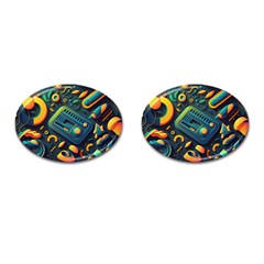 Abstract Pattern Background Cufflinks (oval)