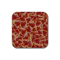 Cookies With Strawberry Jam Motif Pattern Rubber Coaster (square) by dflcprintsclothing