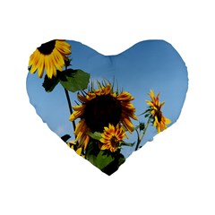 Sunflower Flower Yellow Standard 16  Premium Flano Heart Shape Cushions by artworkshop
