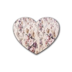 Vintage Floral Pattern Rubber Coaster (heart)