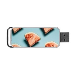 Watermelon Against Blue Surface Pattern Portable Usb Flash (one Side) by artworkshop