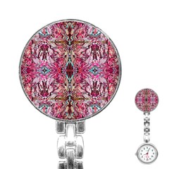 Fuchsia Funky Repeats I Stainless Steel Nurses Watch by kaleidomarblingart