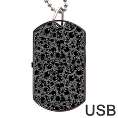 Black And Alien Drawing Motif Pattern Dog Tag Usb Flash (two Sides) by dflcprintsclothing